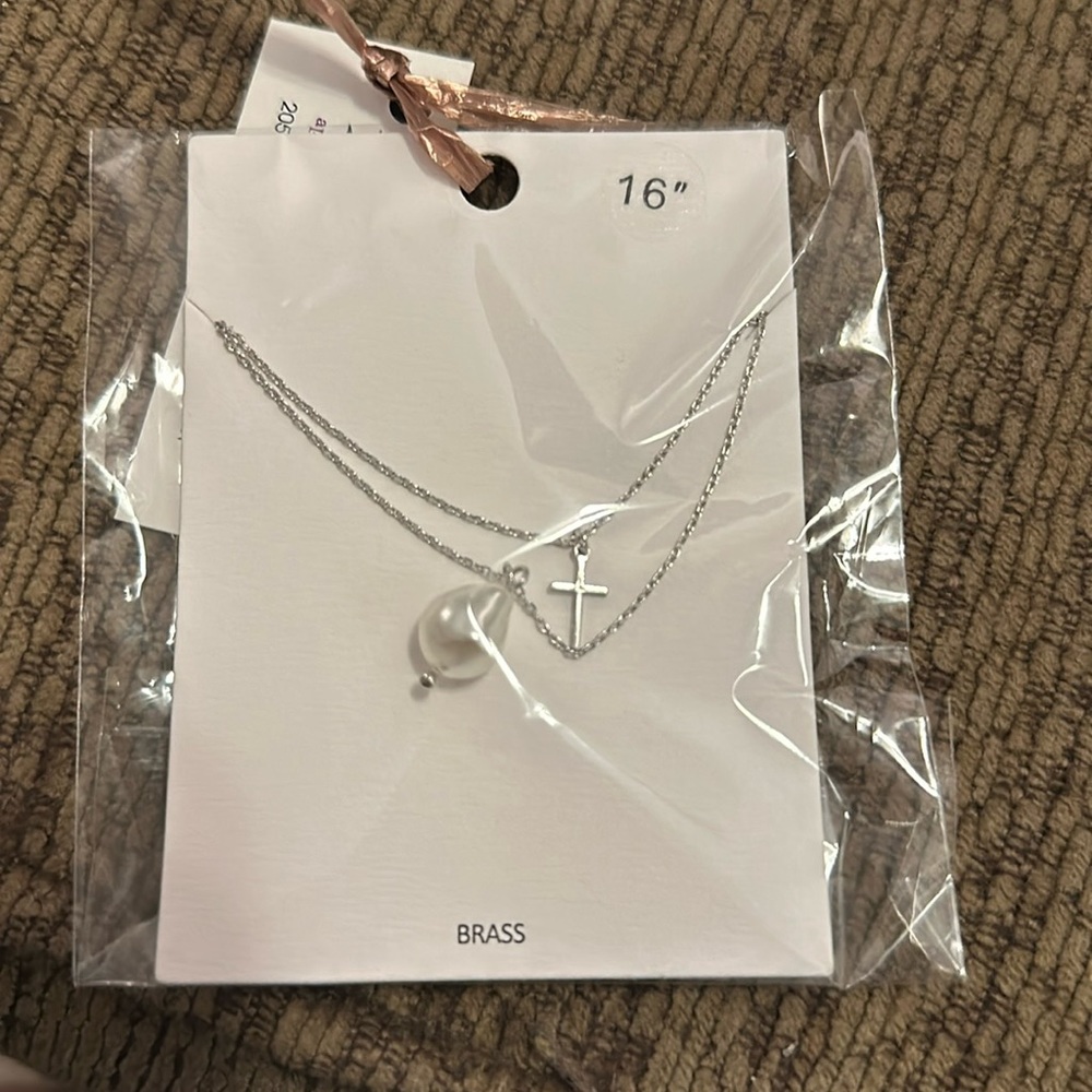 Pearl and cross necklace